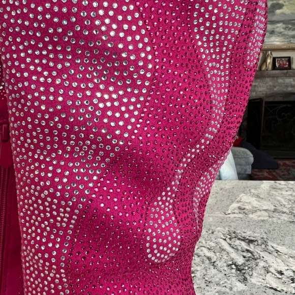 NWOT HOT Pink Suede and Rhinestone Women's Boots, 24" OVER THE KNEE - Picture 3 of 8